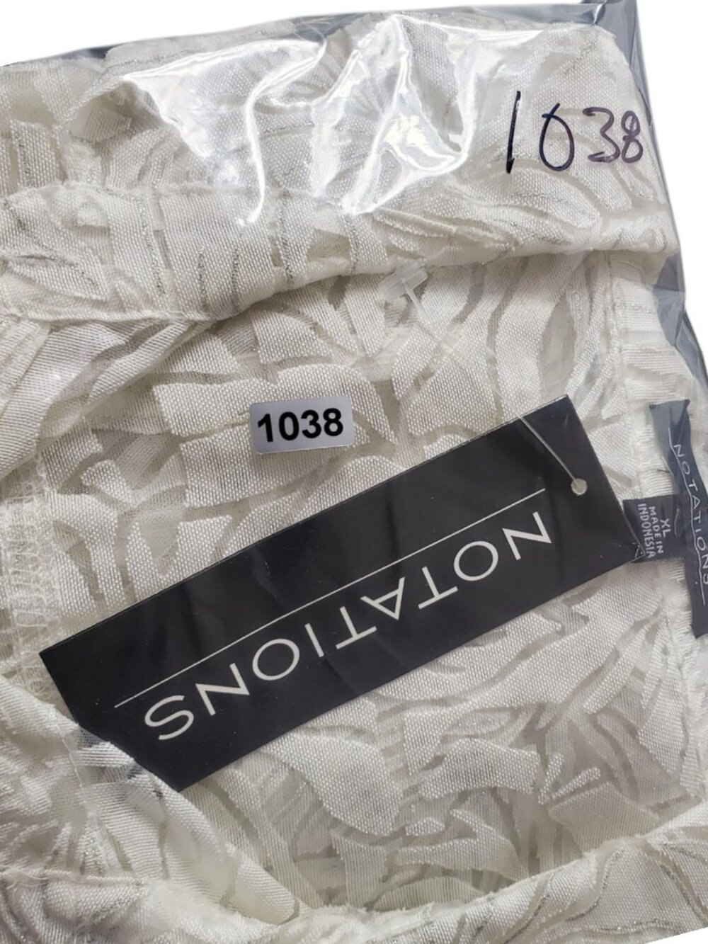 Notations Womens Semi-Sheer Floral Button-Down 3/4 sleeves Blouse Ivory XLarge - Picture 13 of 13